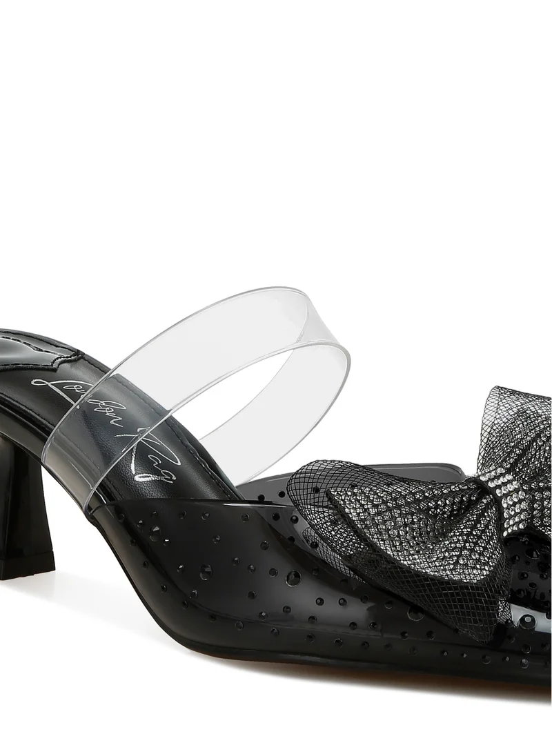 London Rag Embellished Bow Kitten Heels in Black