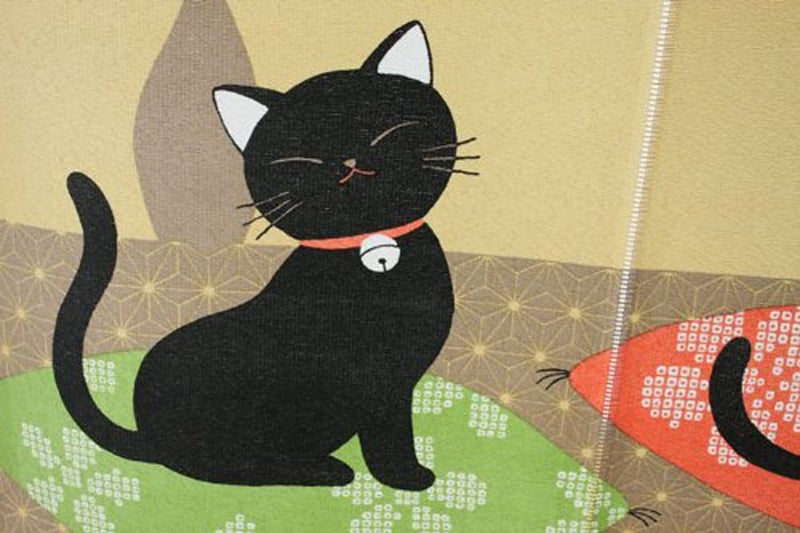 NARUMI é¸£æµ· Made In Japan Noren Curtain Tapestry Japanese Black Cats - Image 5
