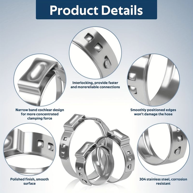 63PCS Stainless Steel Hose Clamp Kit With Pliers 5 8 23 5Mm Adjustable Worm Gear Pipe Clamp Set - Image 5