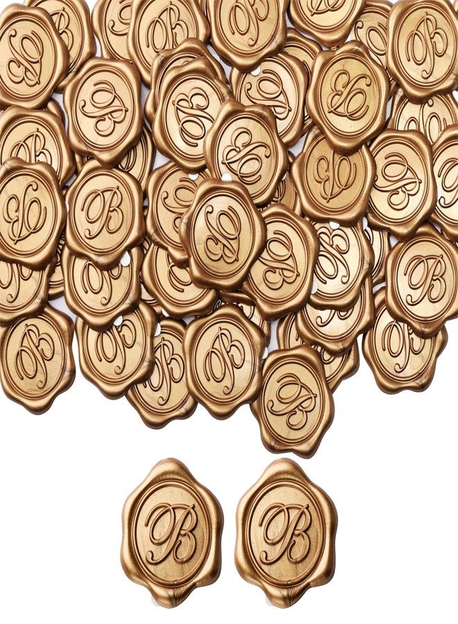 Yoption Initial Alphabet B Adhesive Wax Seal Stickers, 50 Pack Letter Wax Seal Stickers Envelope Seal Stickers Envelope Seals Self Adhesive Gold Stickers for Wedding Party Birthday Christmas (B) - Image 2