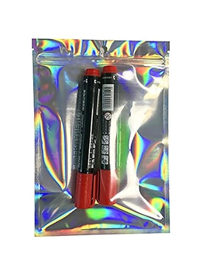 Generic 100 pieces holographic resealable Mylar bags for party favor food storage heat seal aluminum foil pouch for small business 16 x 24 cm 6.3 x 9.45 inch  - Image 3