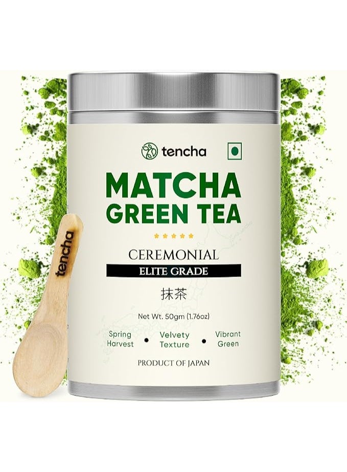 تينشا شاي ماتشا الاحتفالي من تينشا 100% نقي فائق الجودة مسحوق شاي ماتشا الأخضر الياباني ملعقة مجانية نباتي تم اختباره للإشعاع 50 جرام - Image 1