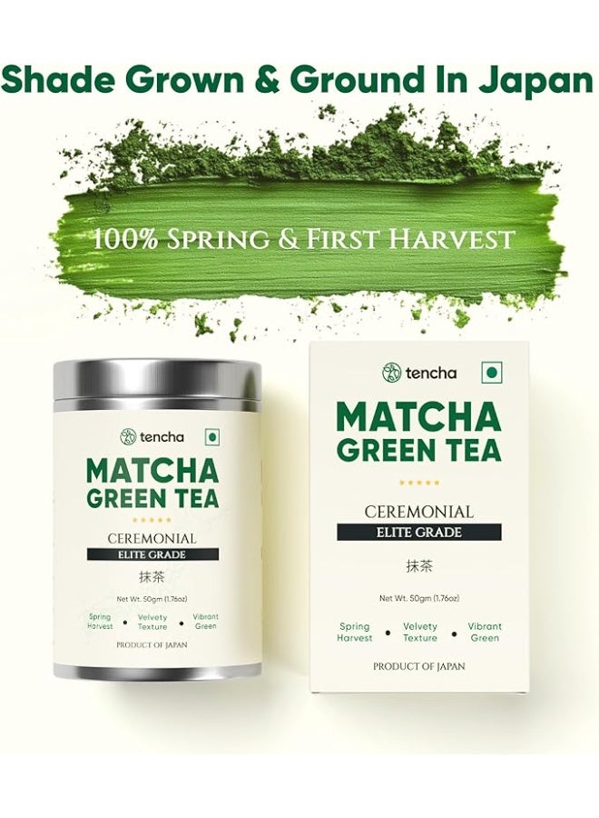تينشا شاي ماتشا الاحتفالي من تينشا 100% نقي فائق الجودة مسحوق شاي ماتشا الأخضر الياباني ملعقة مجانية نباتي تم اختباره للإشعاع 50 جرام - Image 3