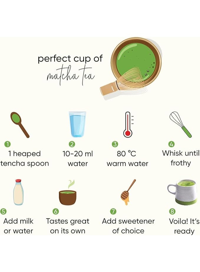 تينشا شاي ماتشا الاحتفالي من تينشا 100% نقي فائق الجودة مسحوق شاي ماتشا الأخضر الياباني ملعقة مجانية نباتي تم اختباره للإشعاع 50 جرام - Image 5