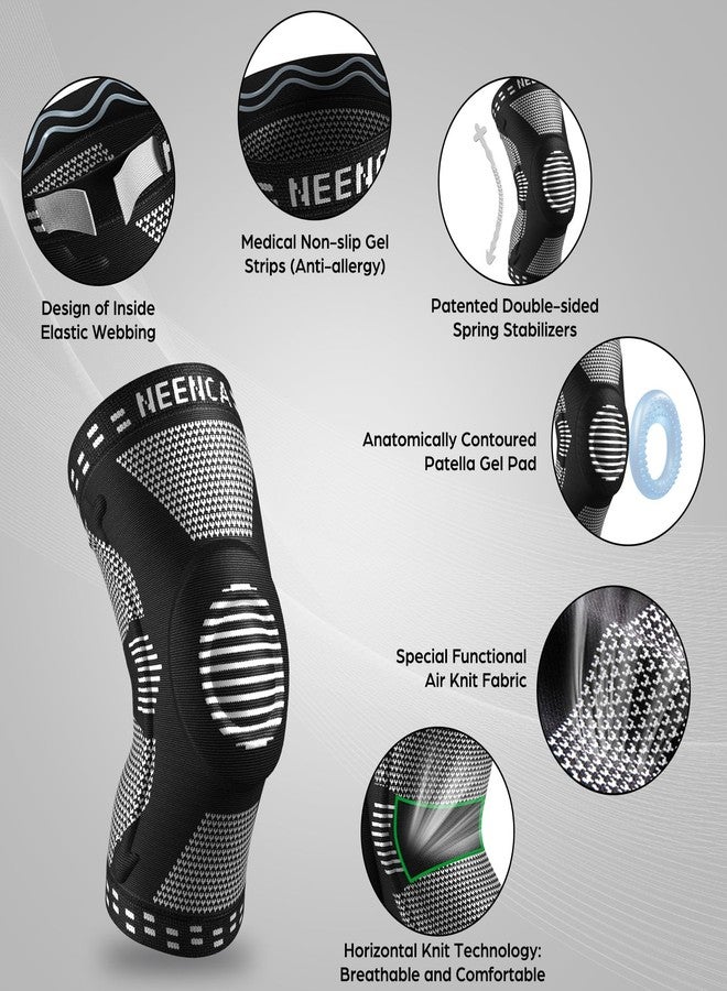 NEENCA Professional Knee Brace for Pain Relief, Medical Knee Support with Patella Pad & Side Stabilizers, Compression Knee Sleeve for Meniscus Tear, ACL, Joint Pain, Runner, Workout (Gray, X-Small) - Image 2