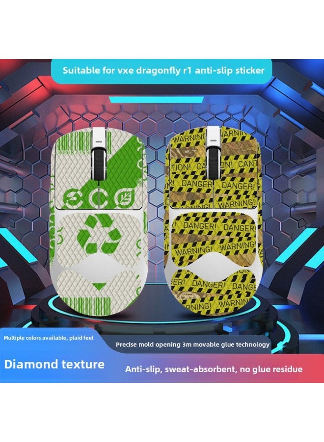 Applicable To Vgn Dragonfly R1 Mouse Anti-slip Stickers E-sports Full Set With Back Stickers Lizard Skin Sweat-proof Suction Hair Wholesale-Color:VNG Dragonfly R1-SY-037 White Gundam/White Diamond-all Inclusive - Image 2