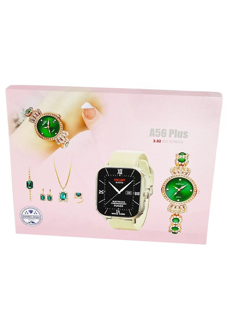Generic - A56 Plus 2.02 Inch Touch Screen Smartwatch – 8-in-1 Jewelry Set – Fitness Tracker, Health Monitor, Waterproof, Multi-Functional Watch - Image 1