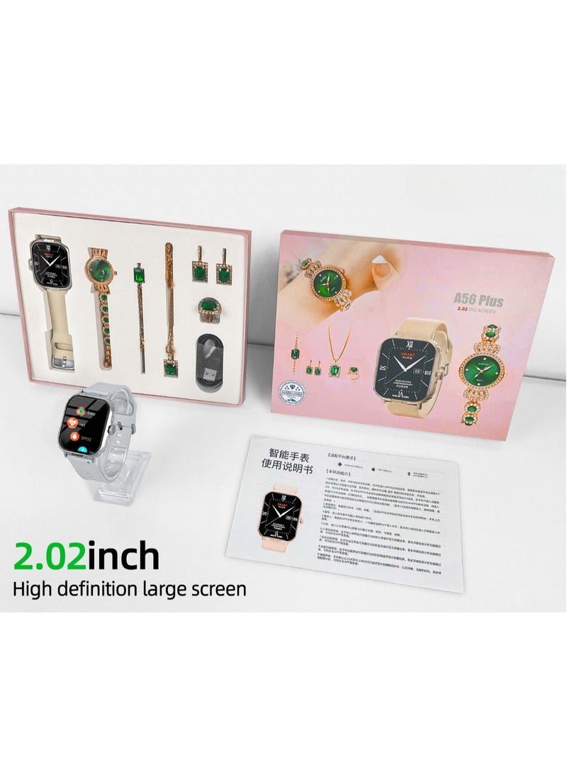 Generic - A56 Plus 2.02 Inch Touch Screen Smartwatch – 8-in-1 Jewelry Set – Fitness Tracker, Health Monitor, Waterproof, Multi-Functional Watch - Image 1