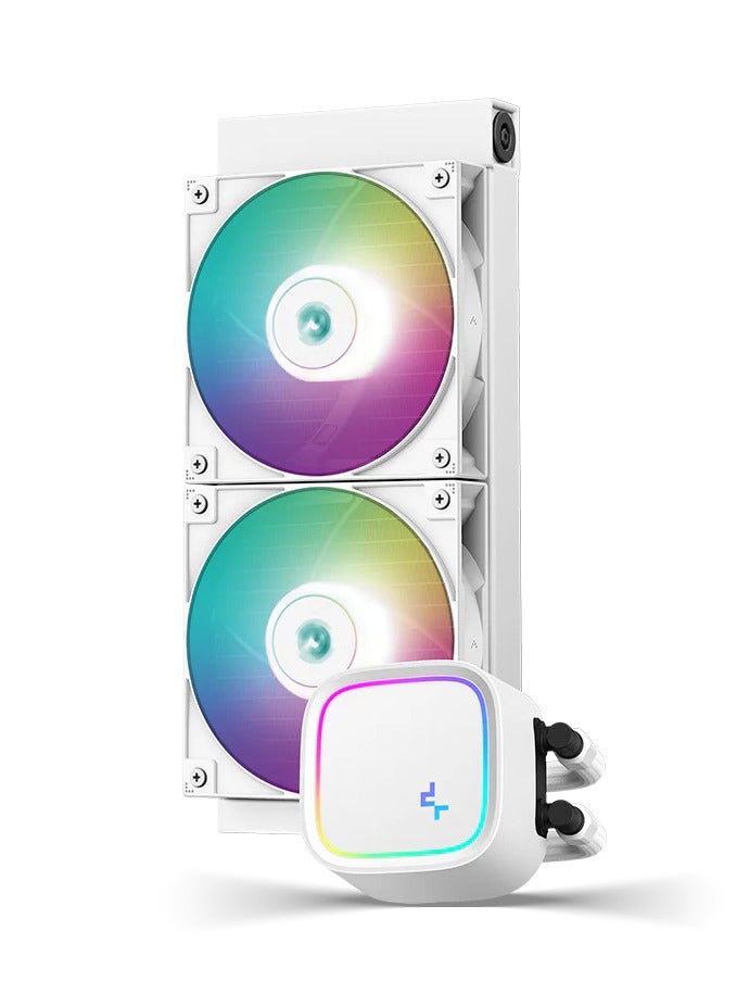 Deepcool LE520 aRGB AIO Liquid CPU Cooler, 240mm Radiator, 2x High-Performance aRGB Fans, 500~2250 RPM Fan Speed, 85.85 CFM Fan Airflow, Hydro Bearing Type, White | R-LE520-WHAMMN-G-1 - Image 3