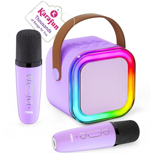 IROO Mini Karaoke Machine for Kids 2026 TOP Toys Birthday Gifts Ideas for Girls Ages 4 5 6 7 8 9 10 12 Years Old Portable MP3 Player with 2 Wireless Mics for Family Home Party - Image 1
