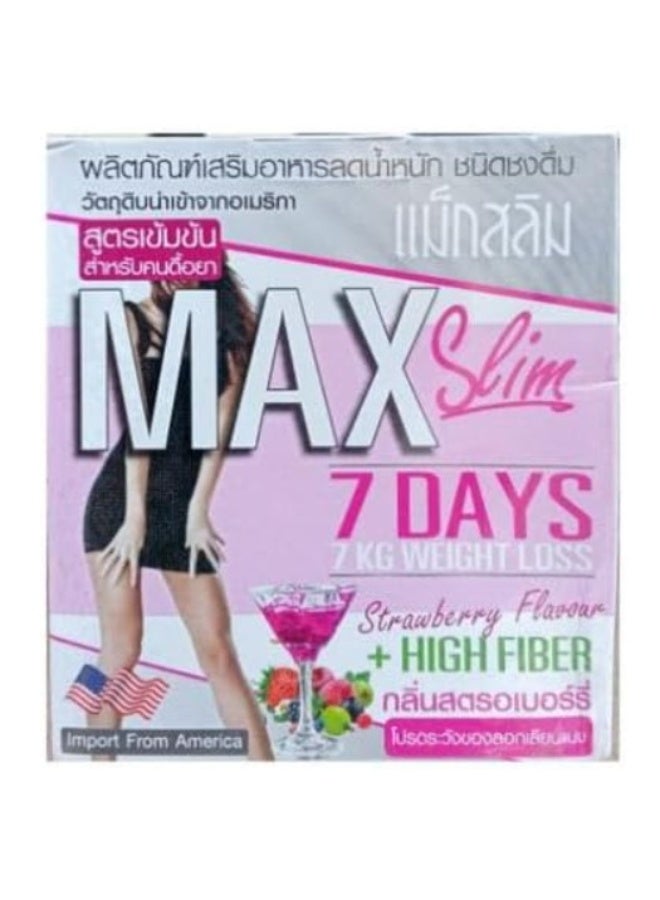 MAX Slim 7 Days Strawberry Flavour 15g x 10 Sachets | High Fiber Dietary Supplement Drink for Weight Management - Image 2