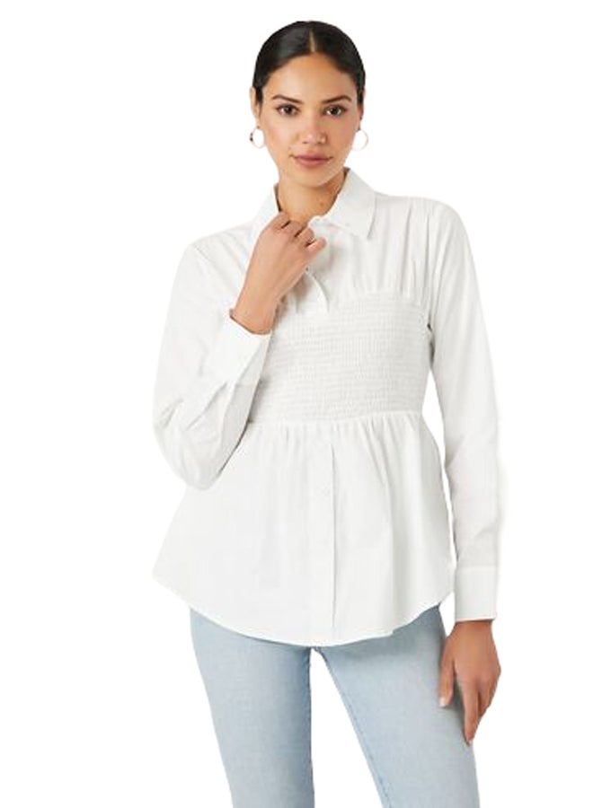 FOREVER 21 Oversized Poplin Smocked Shirt - Image 1
