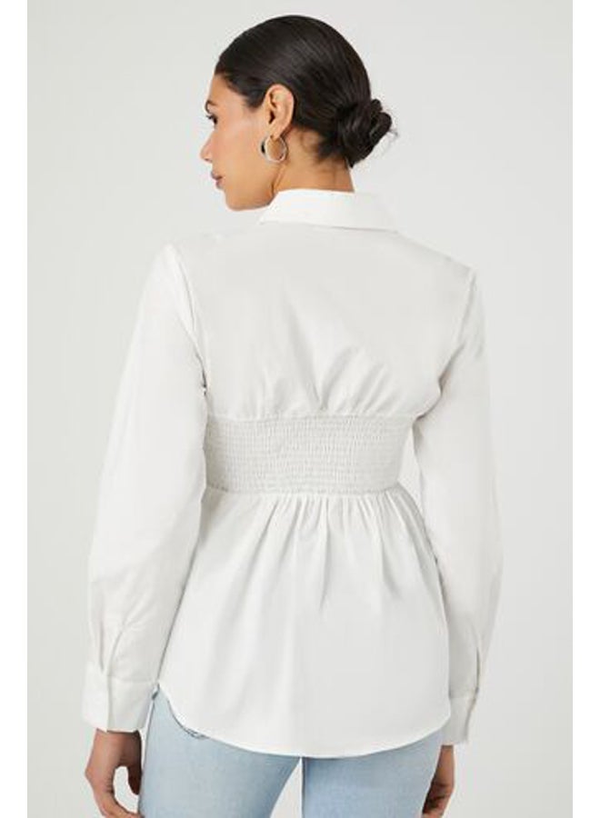 FOREVER 21 Oversized Poplin Smocked Shirt - Image 3