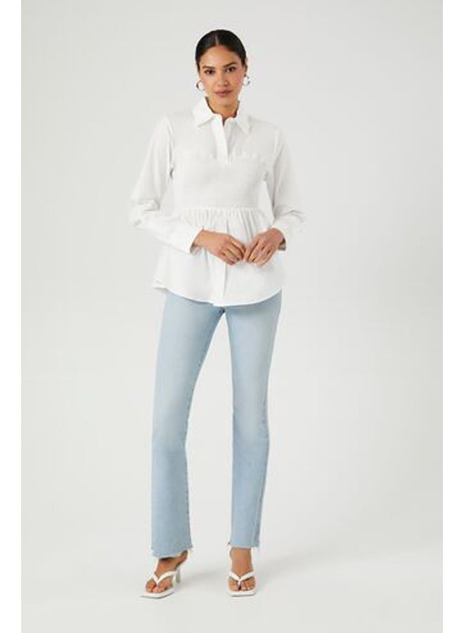 FOREVER 21 Oversized Poplin Smocked Shirt - Image 4