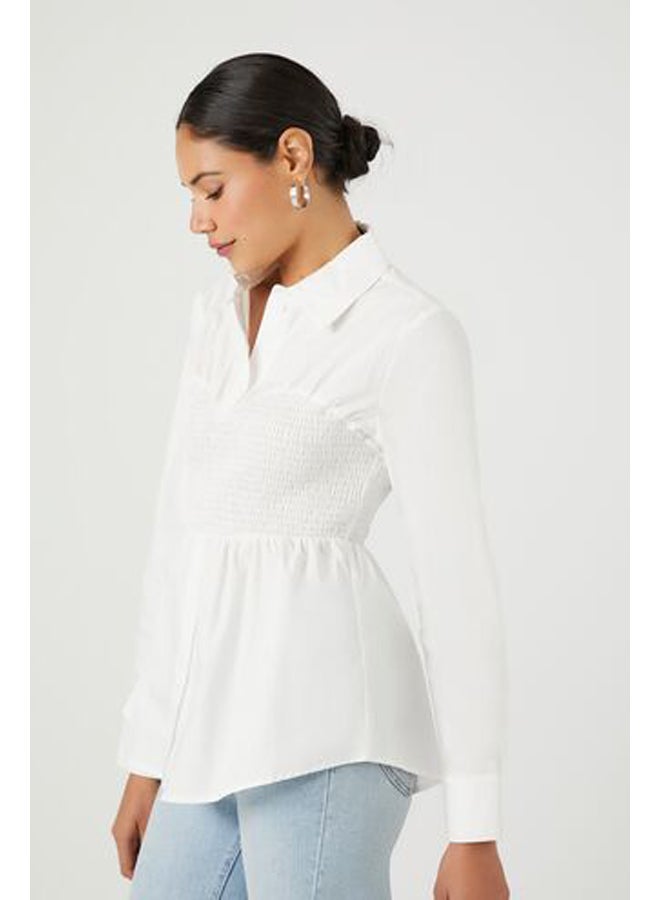 FOREVER 21 Oversized Poplin Smocked Shirt - Image 2