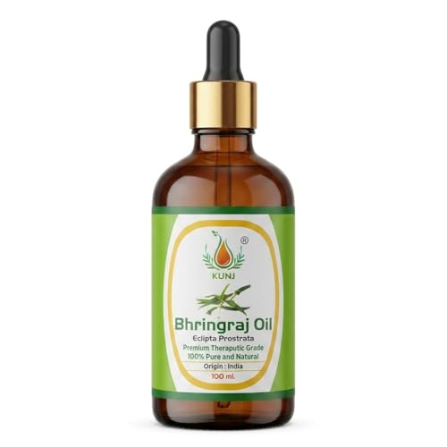 KUNJ Bhringraj Oil (Eclipta prostrata) 100ML – 100% Pure & Natural Cold Pressed Ayurvedic Hair Oil for Faster Hair Growth, Stronger Roots & Hair Fall Control | Lightweight, Non-Sticky Herbal Oil - Image 1