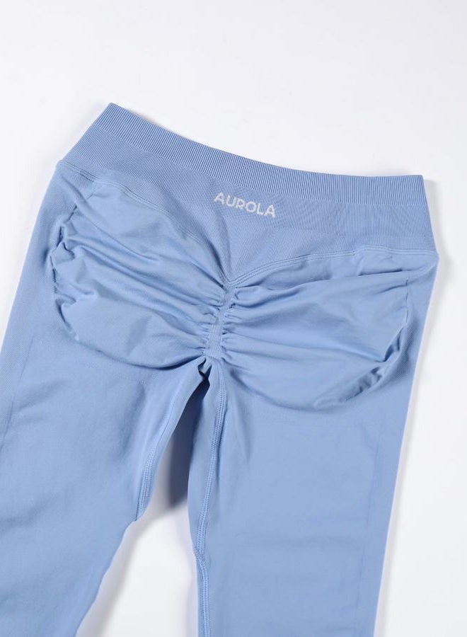 AUROLA Influence Workout Leggings for Women, Seamless Compression Tummy Control Leggings Mid Rise Yoga Pants, Airy Blue, S - Image 5
