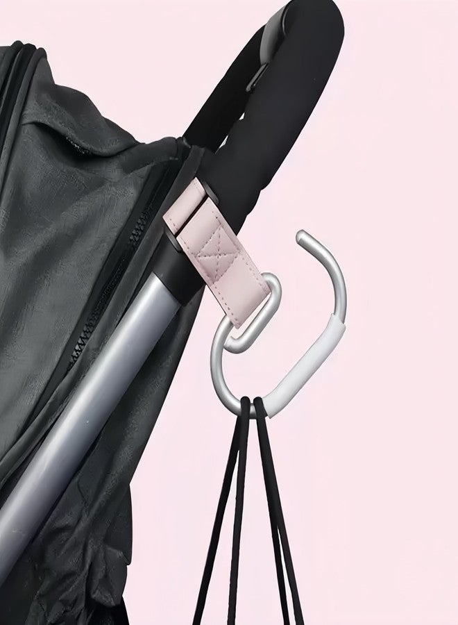 SURVART Heavy Duty No-Slip Baby Stroller Hooks 3-Pack, Universal Fit & Adjustable Vegan Leather Strap, Secure Holder for Stroller, Wheelchair, Walker, Shopping Cart - for Parents, Caregivers Travel - Image 2