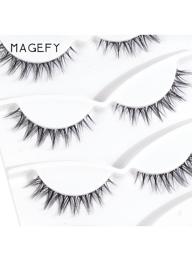 MAGEFY 3 Pairs Pack Light Volume Short Fake Eye Lashes Lashes False Eyelashes Cat Eyes Wispy Natural Faux Mink Lashes - Image 5