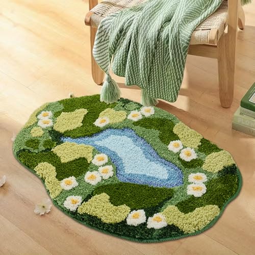 Sisher Moss Bath Mat,Cute Green Bathroom Rug Thick Bathroom Rugs Runner Rug Long Absorbent Non Slip Microfiber Rugs for Shower Floor, Sink, Bedroom, Home Accessories Decor, Moss Green 31"×21" - Image 5