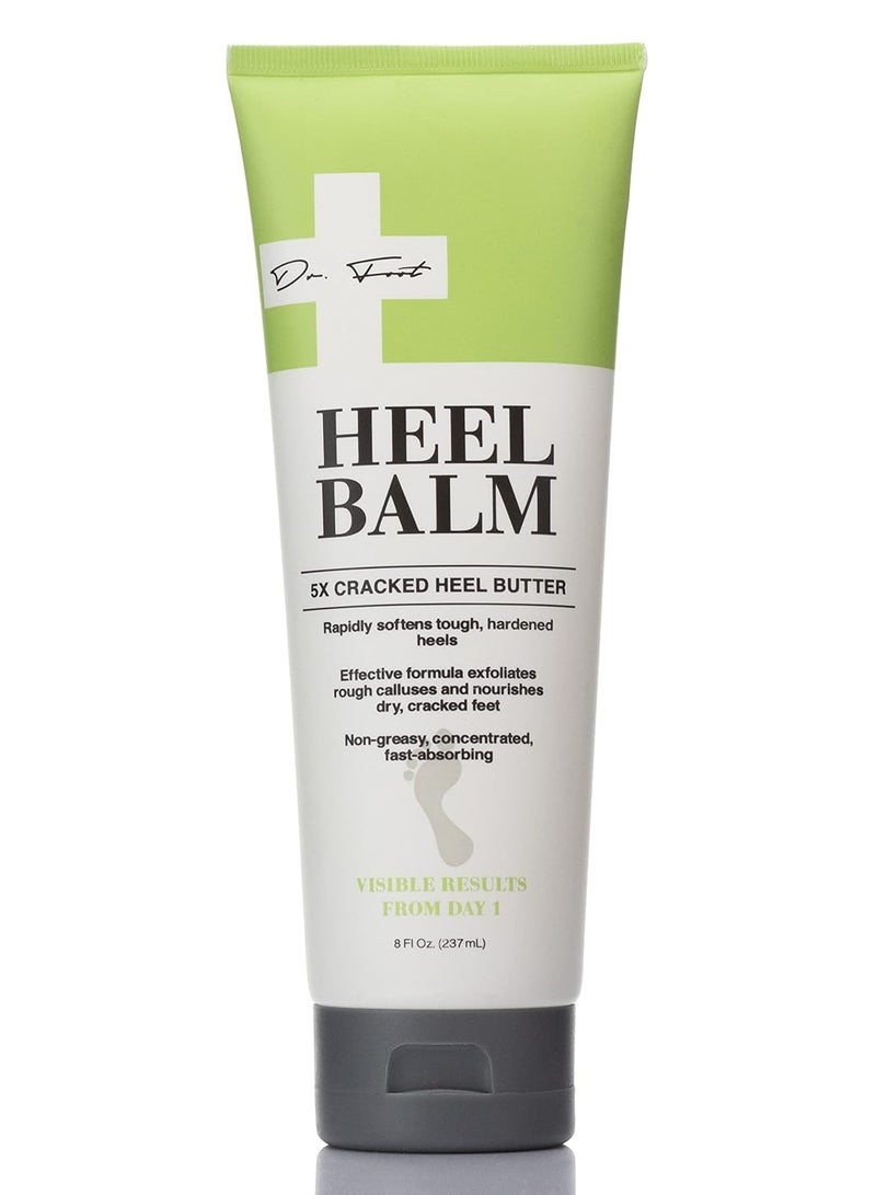 Dr Foot Cracked Heel Butter Moisturizer Foot Cream Skincare Lotion. Moisturizing Skin Care Balm For Dry Cracked Feet Rapidly Softens Tough Heels & Exfoliates Rough Calluses, Non-Greasy, Large 8 Fl Oz