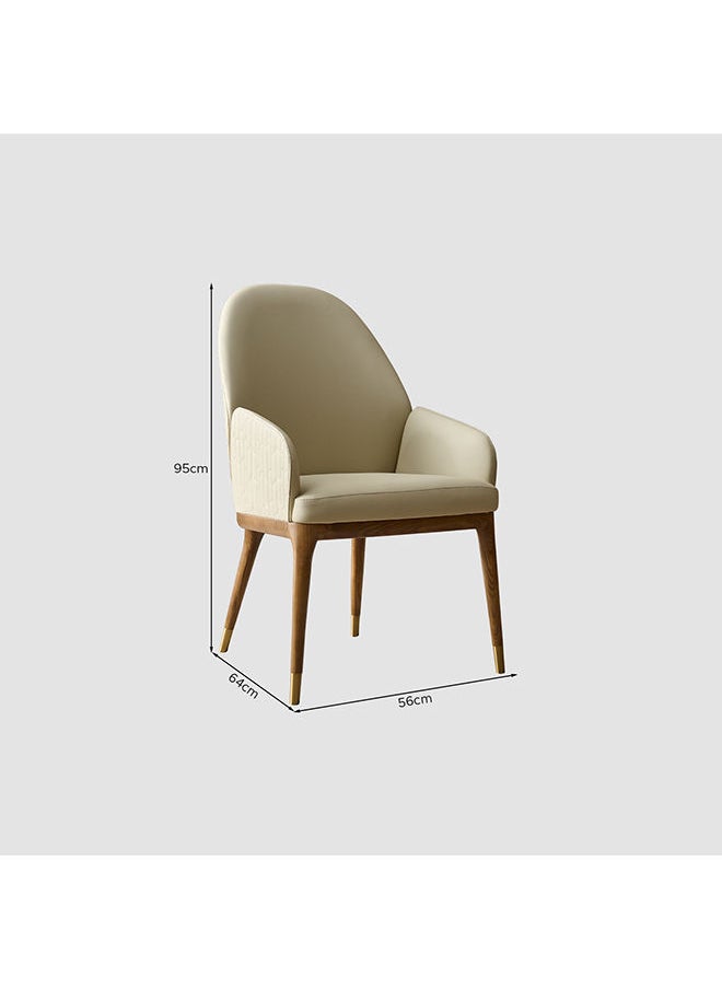 AL HUZAIFA FURNITURE Margot Dining Chair In Solid Wood And Light Beige Pvc Leather  - Image 4