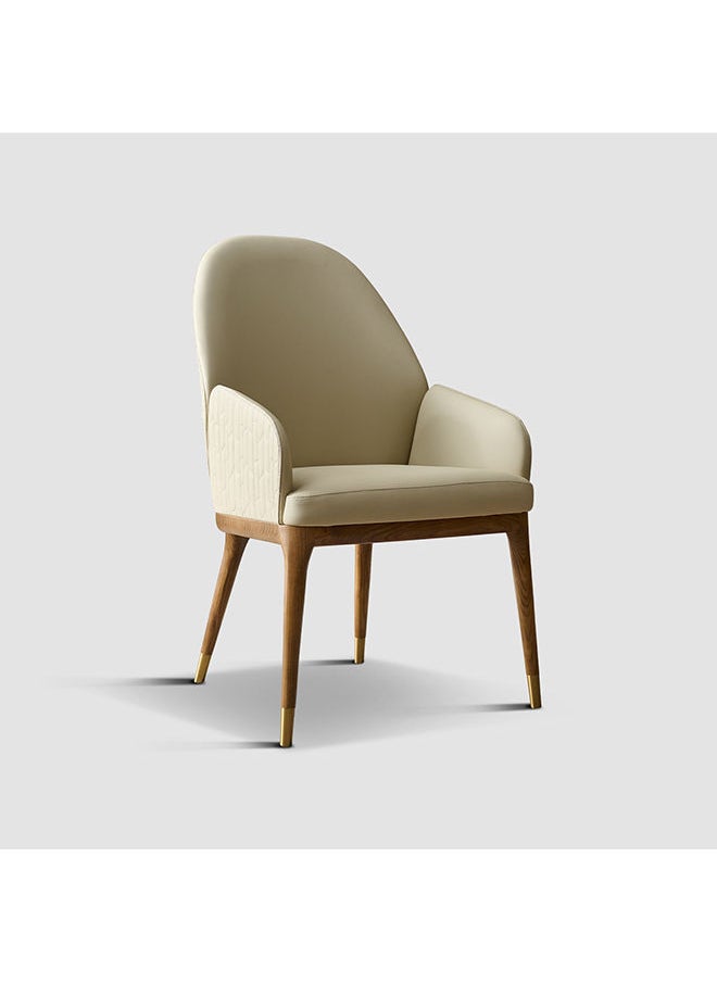 AL HUZAIFA FURNITURE Margot Dining Chair In Solid Wood And Light Beige Pvc Leather  - Image 1