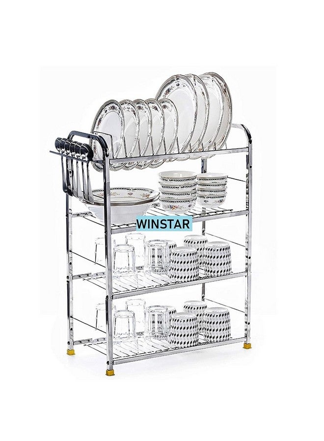 Winstar رف أدوات المطبخ المثبت على الحائط من WINSTAR من الفولاذ المقاوم للصدأ 4 رفوف | رف الأطباق مع حامل الأطباق والأدوات | رف تخزين المطبخ المودولاري | منظم المطبخ (18x24 بوصة) - Image 1