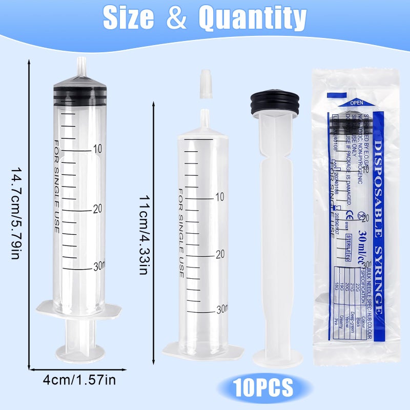 TAIHOBO 30ml Syringe, 10PCS Individually Packaged Syringes 30ml, Plastic Syringe - Image 2