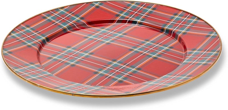 mackenzie childs MACKENZIECHILDS Enamel Serving Platter Decorative Serving Platter for Entertaining and Everyday Use 16 Inches Tartastic - Image 1