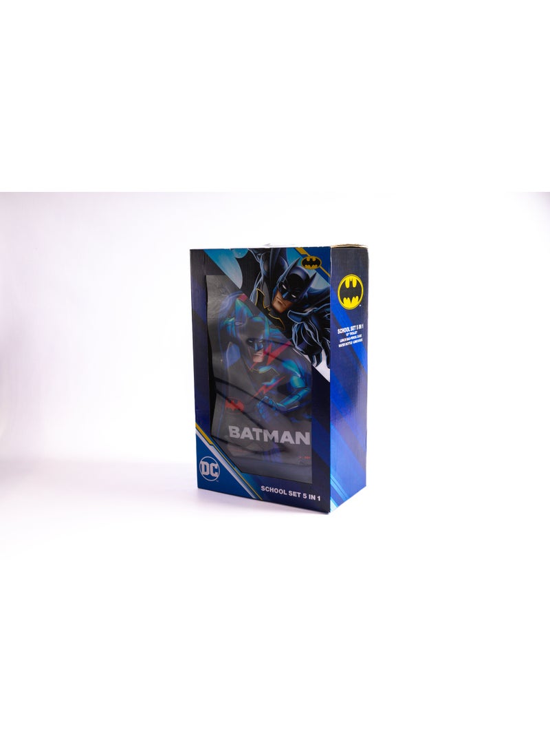 باتمان طقم حقيبة بعجلات مقاس 18 بوصة من باتمان مع حقيبة غداء ومقلمة وزجاجة مياه وصندوق غداء - أزرق داكن - Image 2