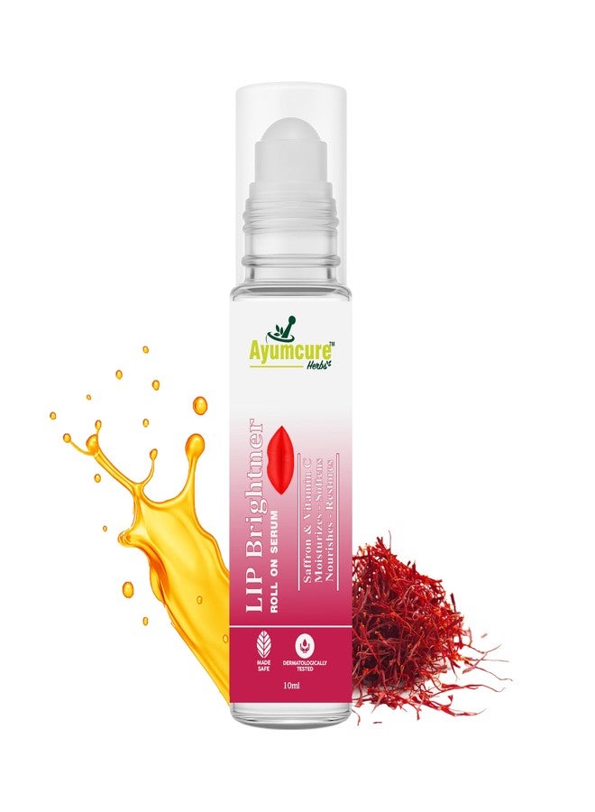 Ayumcure Lip Brightener Roll On Serum | With Saffron & Vitamin C | Moisturizes, Softens & Restores Natural Lip Color | Dermatologically Tested | Made Safe | 10ml | For Men & Women - Image 1