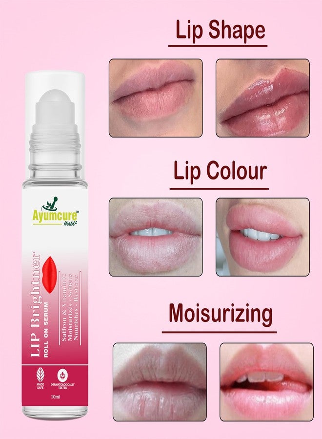 Ayumcure Lip Brightener Roll On Serum | With Saffron & Vitamin C | Moisturizes, Softens & Restores Natural Lip Color | Dermatologically Tested | Made Safe | 10ml | For Men & Women - Image 3