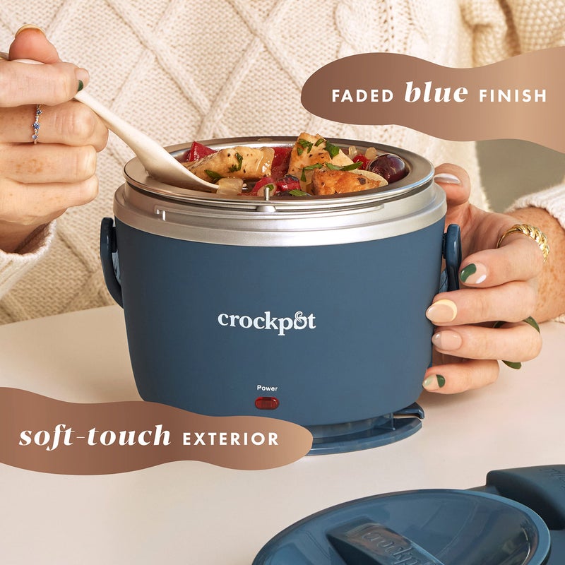 Crock-Pot صندوق الغداء الكهربائي كروك-بوت سعة 20 أونصة، سخان طعام محمول، أزرق باهت، مثالي للسفر، السيارة، أثناء التنقل، يحافظ على الطعام دافئًا، خالي من الانسكابات، آمن في غسالة الصحون، هدية مثالية للرجال والنساء - Image 5