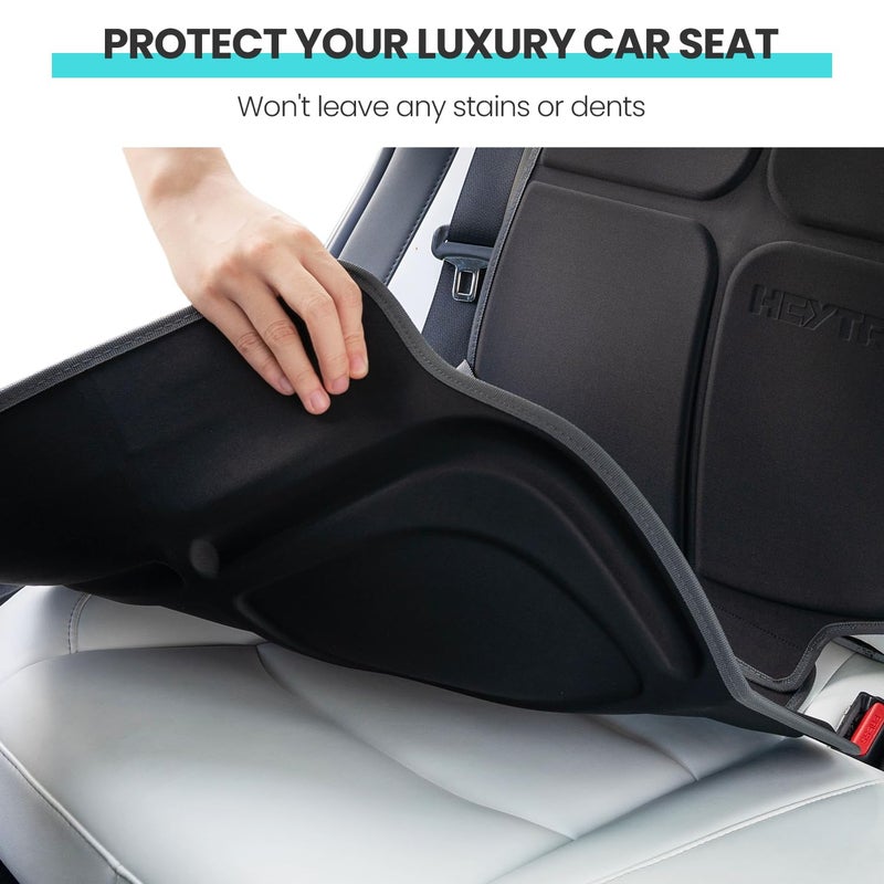 HEYTRIP Car Seat Protector, 2 Packs, Rear-Facing/Forward Facing Car Seat Mat for 0~12 Years Old Children, Waterproof, Easy Cleanup, Non-Slip, Fit Most Car Seats(Black Blue) - Image 5