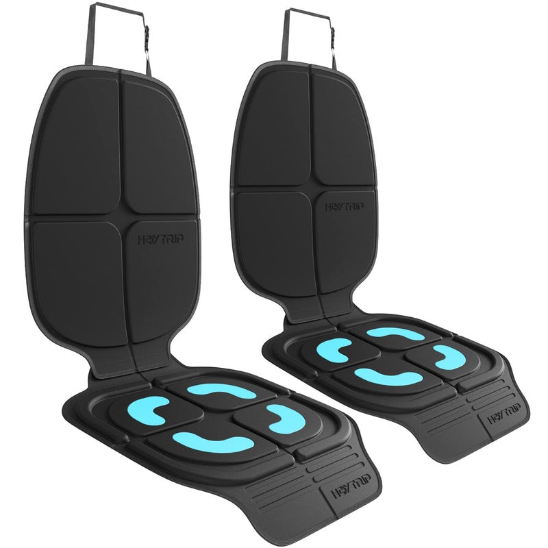HEYTRIP Car Seat Protector, 2 Packs, Rear-Facing/Forward Facing Car Seat Mat for 0~12 Years Old Children, Waterproof, Easy Cleanup, Non-Slip, Fit Most Car Seats(Black Blue) - Image 1