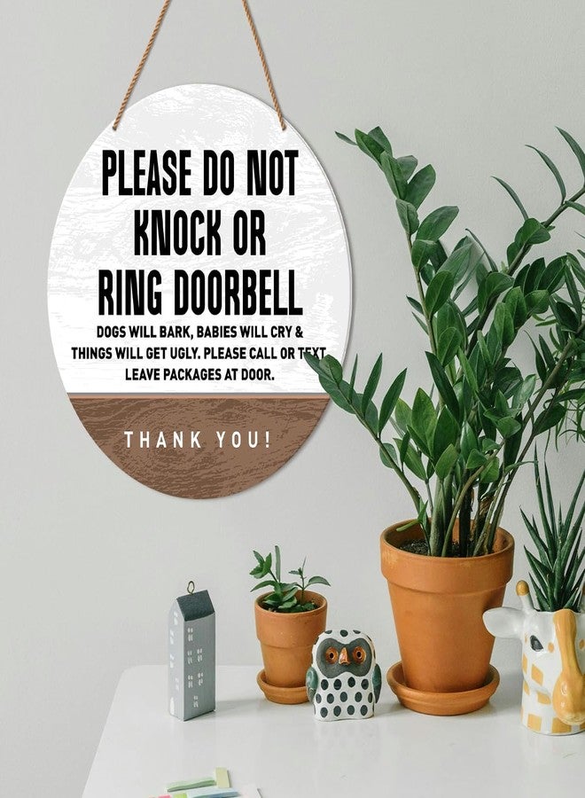 HSNBT Please Do Not Knock or Ring Doorbell Sign, Do Not Disturb Sign for Gate Fence Yard Dog Barking Door Sign, Baby Sleeping Sign for Home Front Door, Gift for New Mom Parents - Image 3