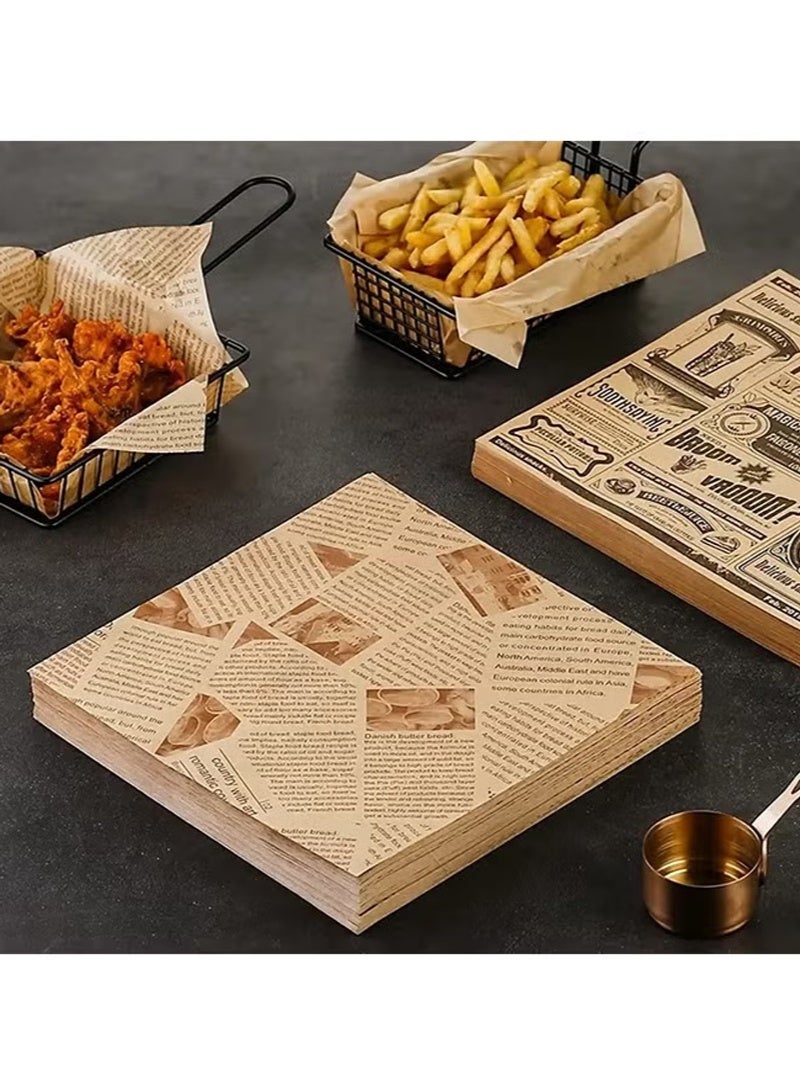 100 ورقة ورق تغليف للطعام مقاوم للزيوت والماء، مناسب للساندويتش والبرغر والبطاطس، ورق آمن للطعام لخبز الصواني، مناسب للمطاعم والفنادق والاستخدام التجاري (18×18 سم & 20×30 سم) - Image 4