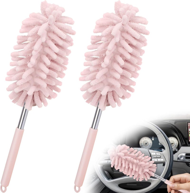 ecocstm 2 PCS Car Interior Duster with Extension Pole, Microfiber Car Duster with Bendable Head, Car Duster Exterior&Interior Scratch Free, for Cleaning of Vehicle Details, Offices, Windows(Light Green) Trendy economical quality - Image 1