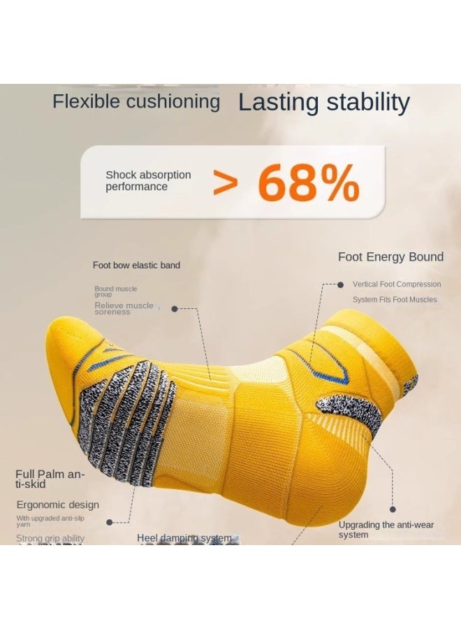 ماراثون جوارب الجري الاحترافية ماراثون للرجال، خريف وشتاء منتصف الساق سميكة منشفة القاع رياضة ركوب الدراجات كرة السلة مضاد للرائحة - Image 4