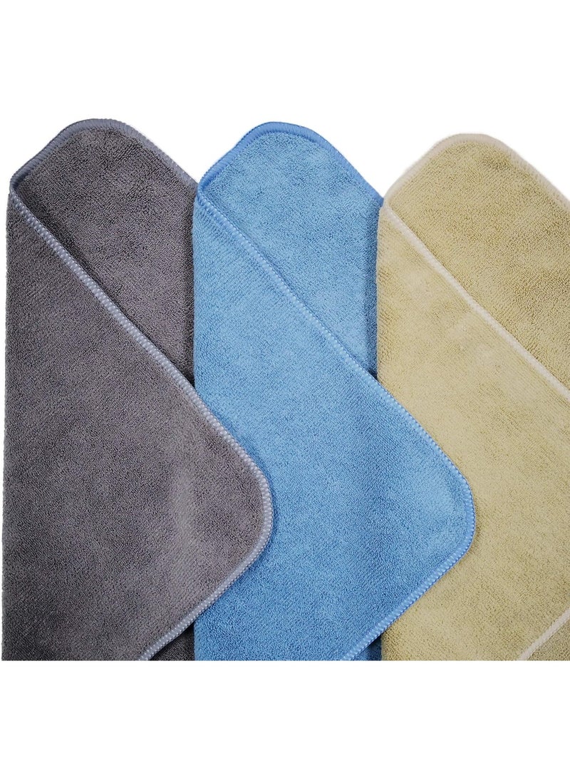 Polyte POLYTE Professional Microfiber Cleaning Cloth, 14 x 14 in, Blue, Camel, Gray (12 Pack) - Image 2