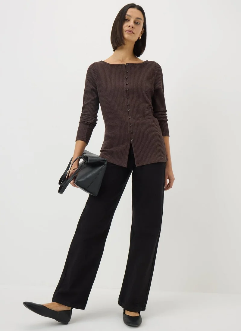 ماتلان كارديجان بأزرار بلمسة ناعمة بلون بني