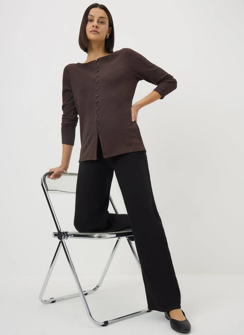 Matalan Brown Soft Touch Button Cardigan