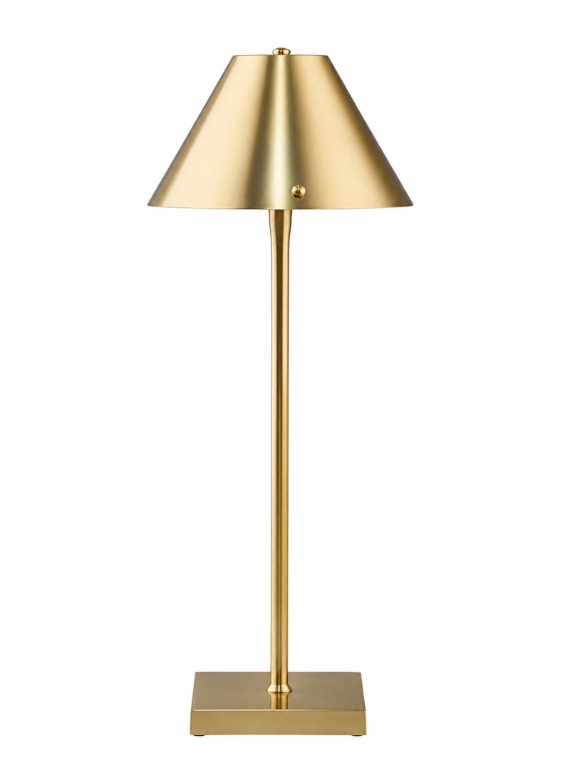 Rich Life 45CM Rechargeable Cordless LED Desk Lamp Gold | Portable Metal Table Lamp with 3 Color Stepless Dimming USB-C Charging Bedside Night Light for Bedroom Office Study Restaurant Bar Café Home Decor - Image 1