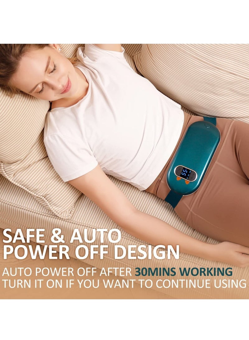 SYOSI وسادات تدفئة لتقلصات الدورة الشهرية وسادة تدفئة لتقلصات مع 3 مستويات تدفئة و 3 أوضاع تدليك محمولة قابلة للارتداء بدون سلك وسادة تدفئة للدورة الشهرية هدية للنساء والفتيات لون أخضر داكن - Image 4