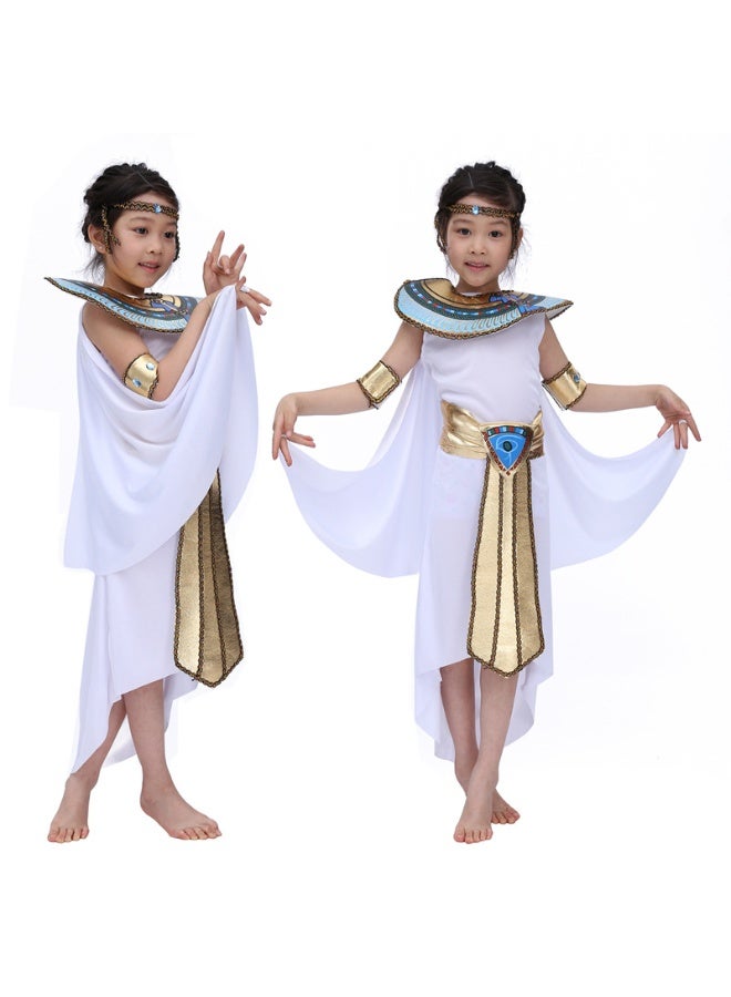 JAYATO Kid's Egyptian Pharaoh Costume Women's Egyptian Queen Costume for Girls, Cosplay Halloween Party Costume - Image 2