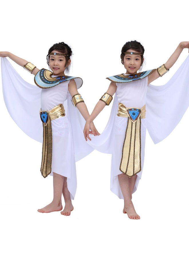 JAYATO Kid's Egyptian Pharaoh Costume Women's Egyptian Queen Costume for Girls, Cosplay Halloween Party Costume - Image 4