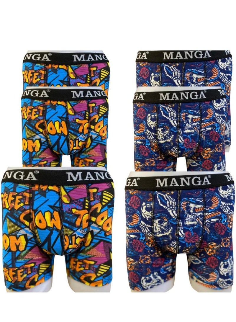 VENTIUP Men's 6 Pieces Cotton Patterned Boxer Brief (Pack of 6 )  - Image 1