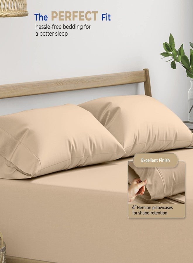 THREAD SPREAD 100% Cotton Pillowcases Standard/Queen Size Set of 2-400 Thread Count Cotton Pillowcases, Ultra Soft Cooling Sateen Weave Pillow Cases for Sleeping, Set of 2 Pillow Covers (Taupe) - Image 4