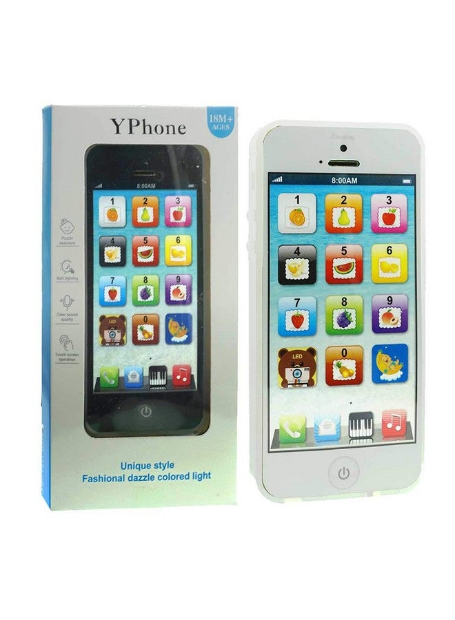 Cooplay 2Pcs Black And White Yphone Toy Play Music Cell Phone Mobile Phone Learning English Education Christmas Lights Interactive For Toddler Baby Kids Sets Of 2 - Image 3
